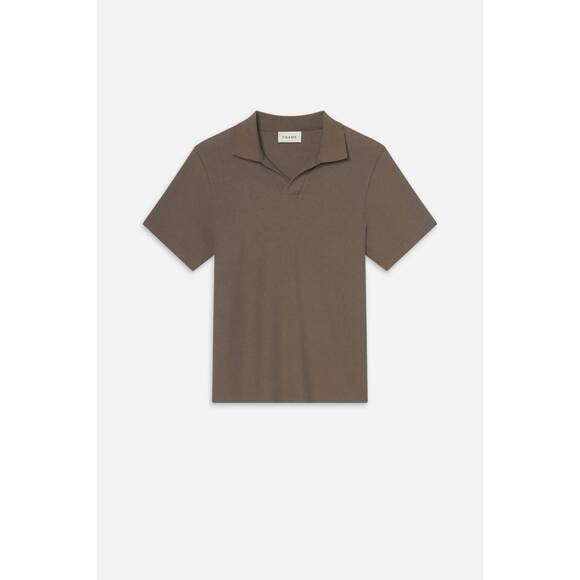 NEW FRAME men's jacquard short sleeve polo in dark sage